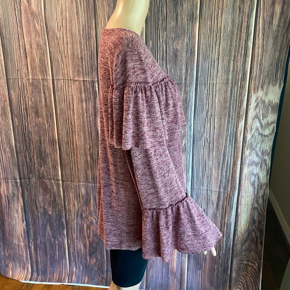 Easel size large rose pink long sleeve boho ruffles statement sleeve blouse - Picture 10 of 15